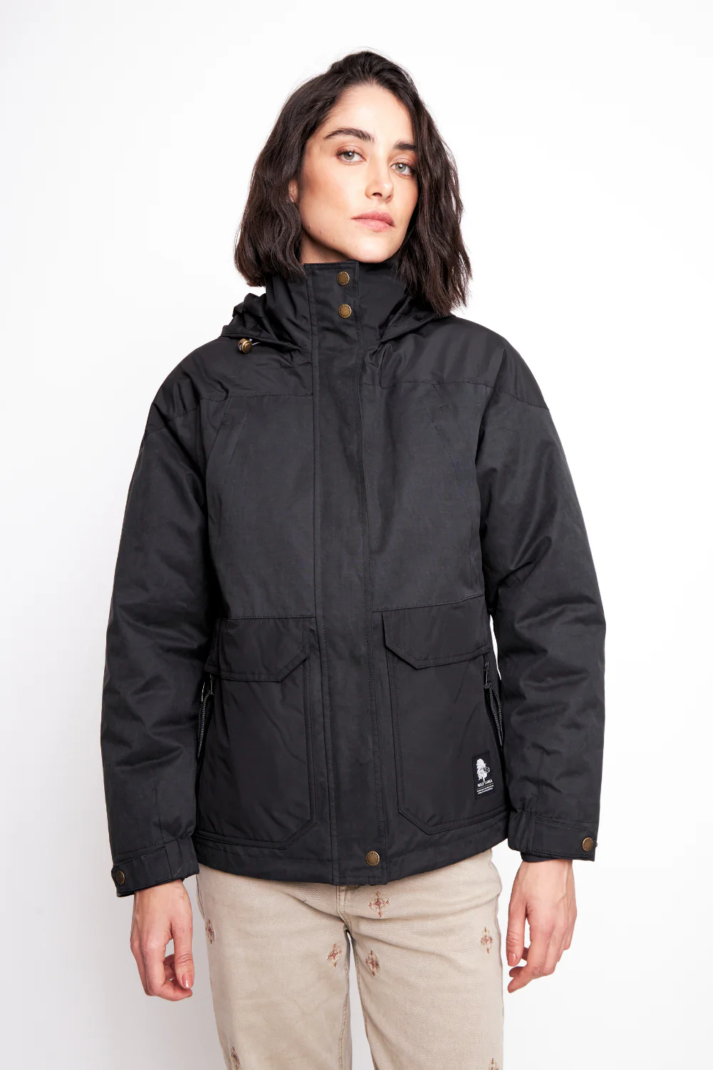 Parka Impermeable Ruga 3 en 1 Reciclada Negra Mujer - Image 5